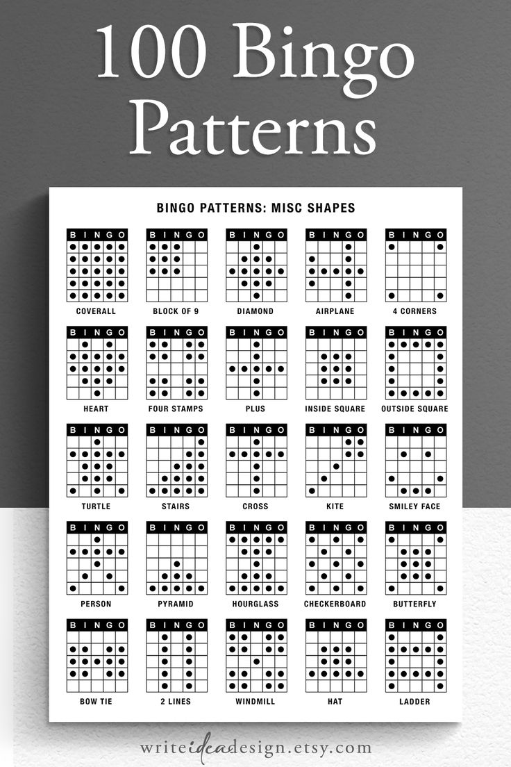 100 Bingo Patterns. Bingo Winning Patterns. Bingo Alphabet inside Free Printable Bingo Game Patterns