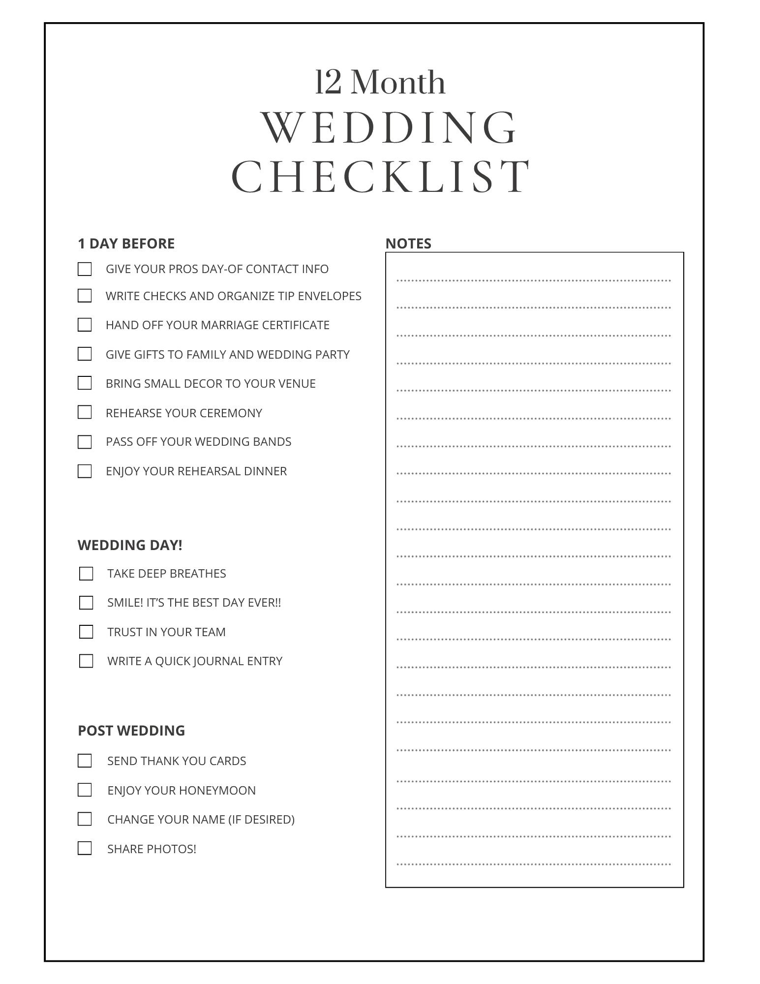 12 Month Wedding Planning Checklist - Free Printable - Party Ideas intended for Wedding Planner Printable Checklist Free