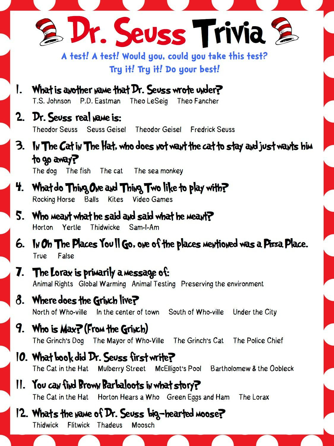 15 Quotes Ideas | Quotes, Seuss Quotes, Dr Seuss Quotes with Dr Seuss Trivia Questions and Answers Printable