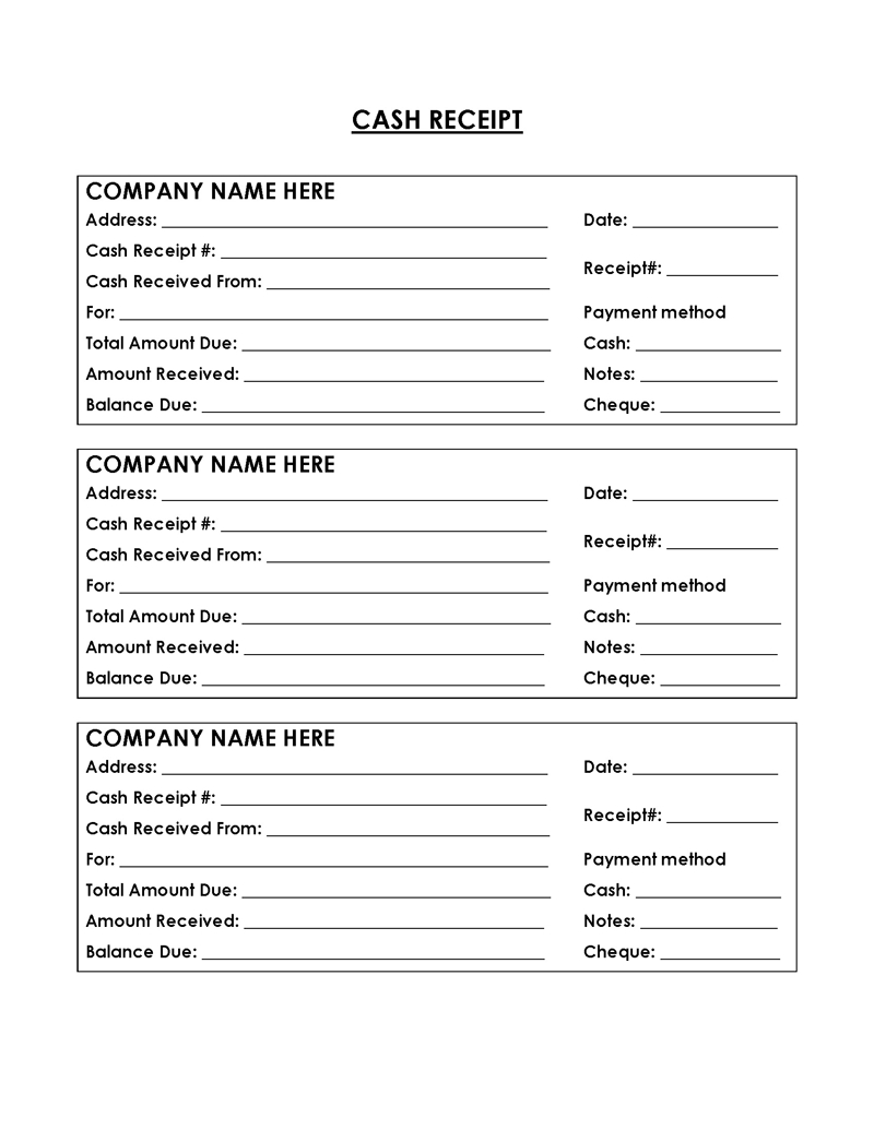 16 Cash Payment Receipt Templates &amp;gt; 100% Free intended for Free Printable Receipt For Cash Payment