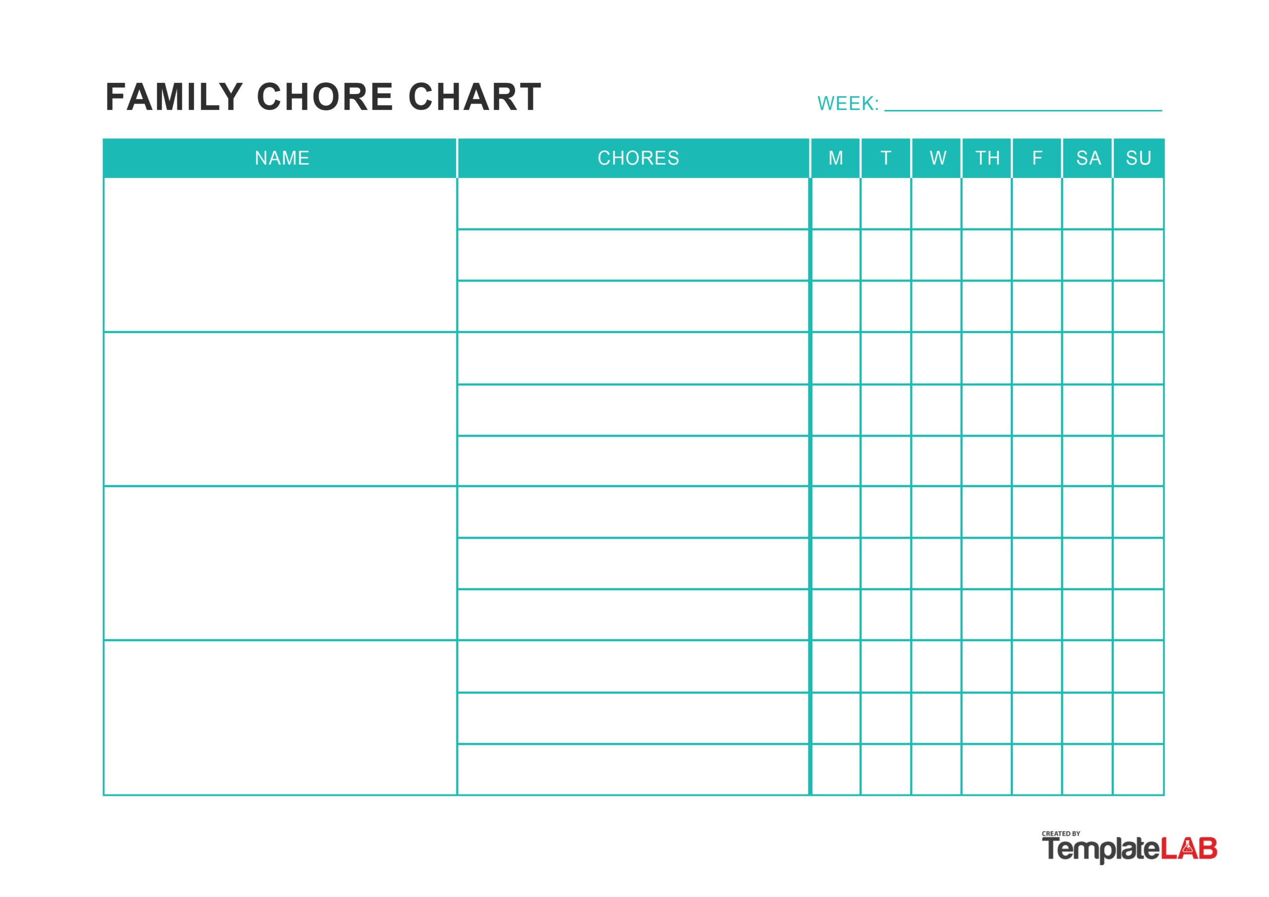 23 Free Chore Chart Templates For Kids ᐅ Templatelab pertaining to Free Printable Chore Chart Templates