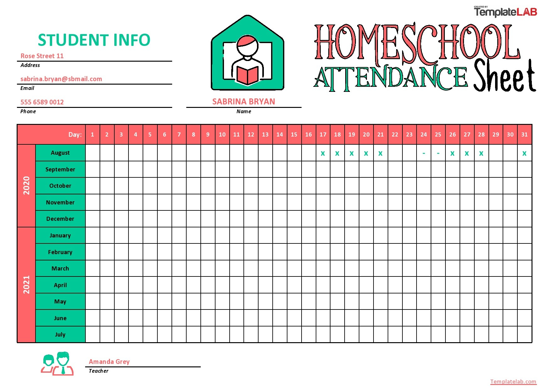 23 Free Printable Attendance Sheet Templates [Word/Excel] in Free Printable Homeschool Attendance Sheets