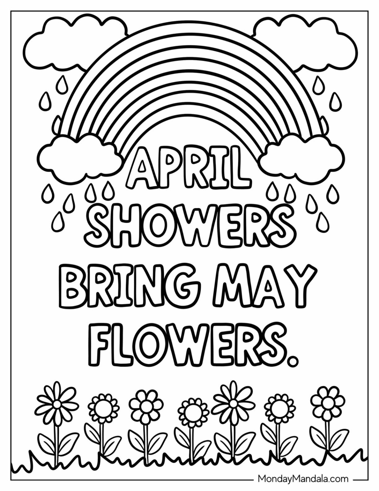 26 April Coloring Pages (Free Pdf Printables) throughout April Showers Bring May Flowers Printable