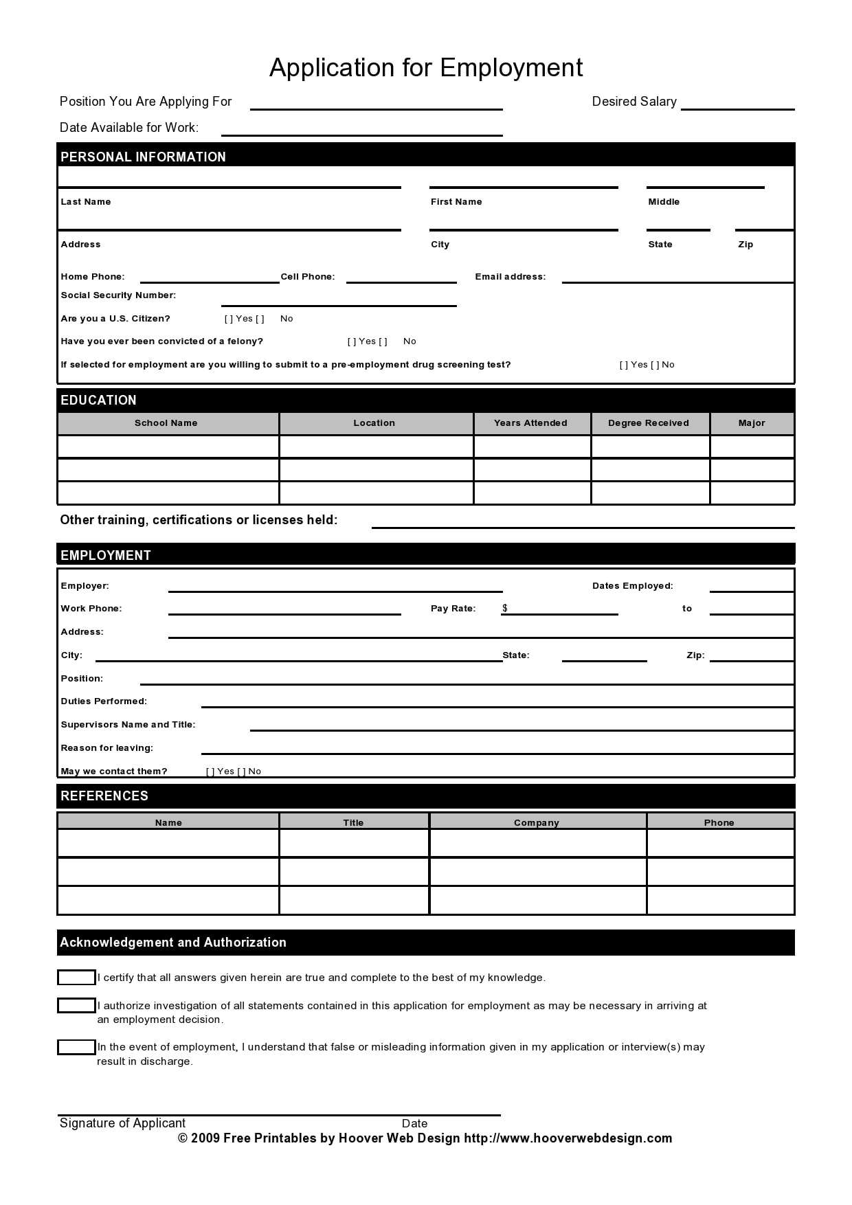 27 Basic Employment Application Templates [Free] with Generic Application For Employment Printable