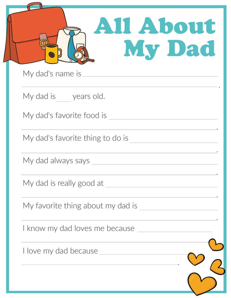 3 Free &amp;quot;All About My Dad&amp;quot; Printables with regard to All About My Dad Free Printable
