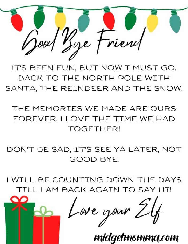 31 Free Elf On The Shelf Goodbye Letter Printables throughout Printable Goodbye Elf on the Shelf Letter