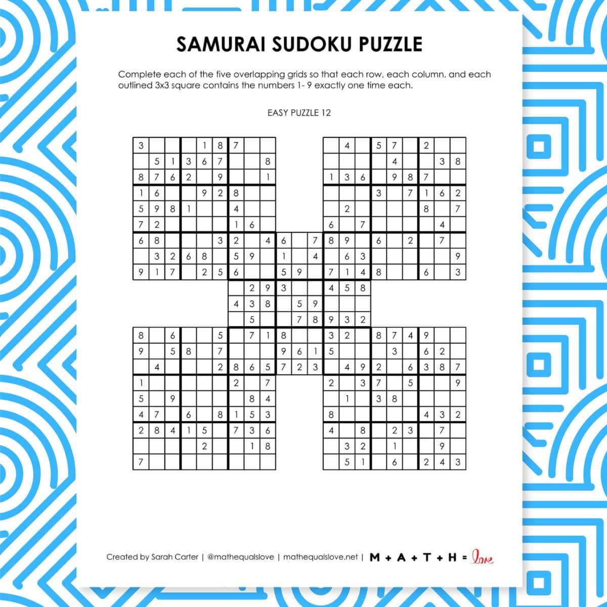 36 Free Samurai Sudoku Printable Puzzles (Pdf) inside Free Printable Samurai Sudoku Games
