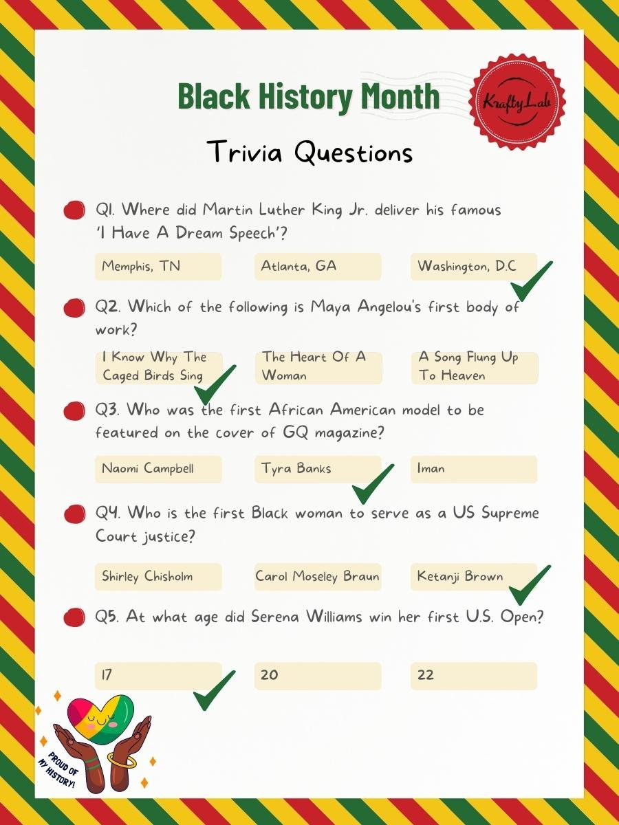 40+ Black History Month Trivia Questions For Work in Black History Month Trivia Questions And Answers Printable