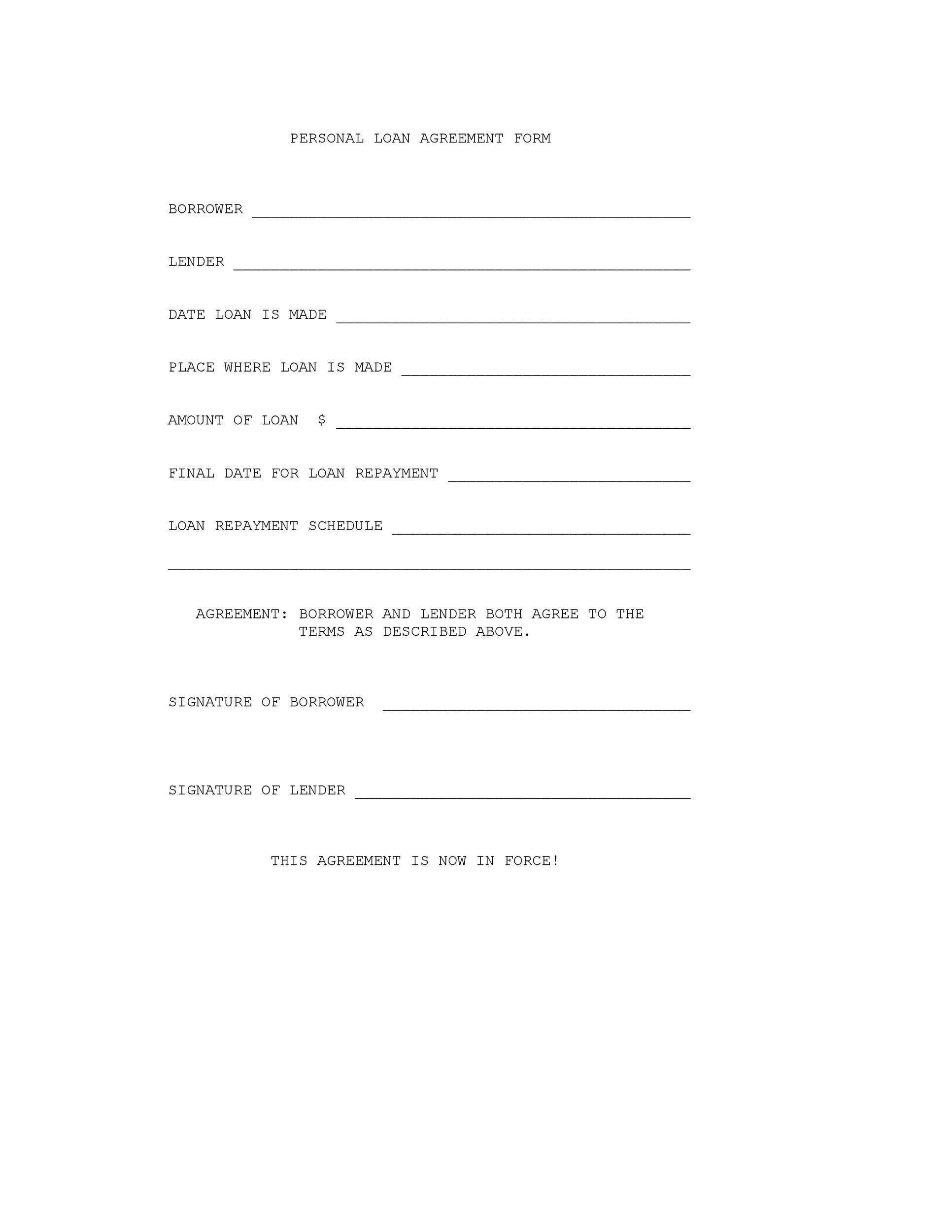40+ Simple Loan Agreement Templates [Free] ᐅ Templatelab inside Printable Simple Loan Agreement Sample