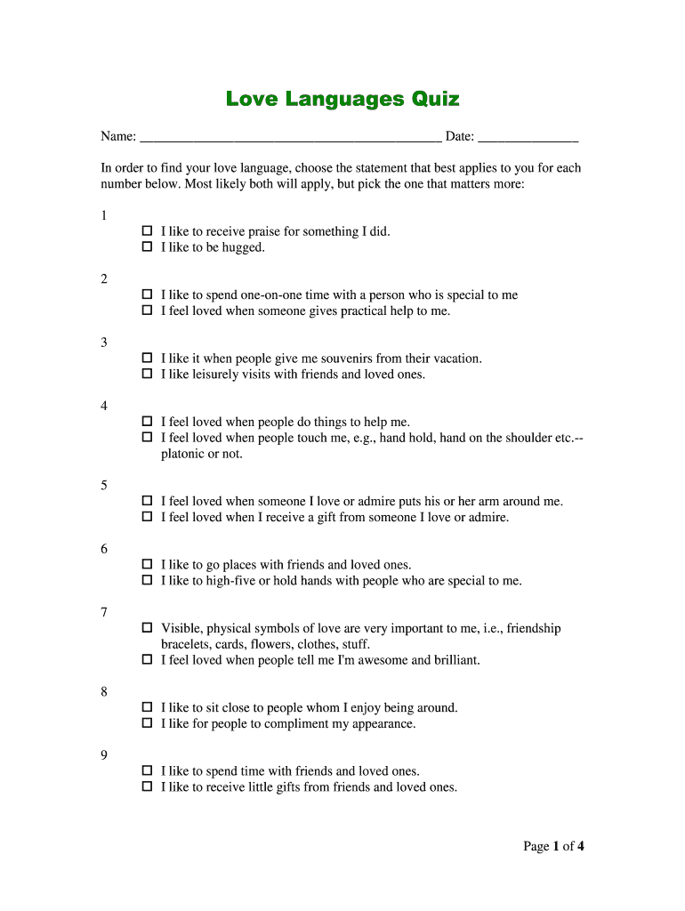 5 Love Languages Test Pdf: Fill Out &amp;amp; Sign Online | Dochub within Five Love Languages Printable Test