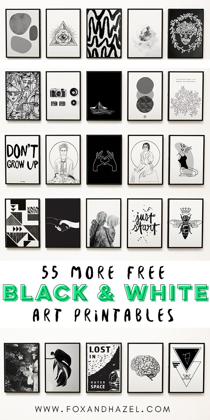 55 More Free Black And White Art Printables | Fox + Hazel with regard to Printable Black and White Pictures
