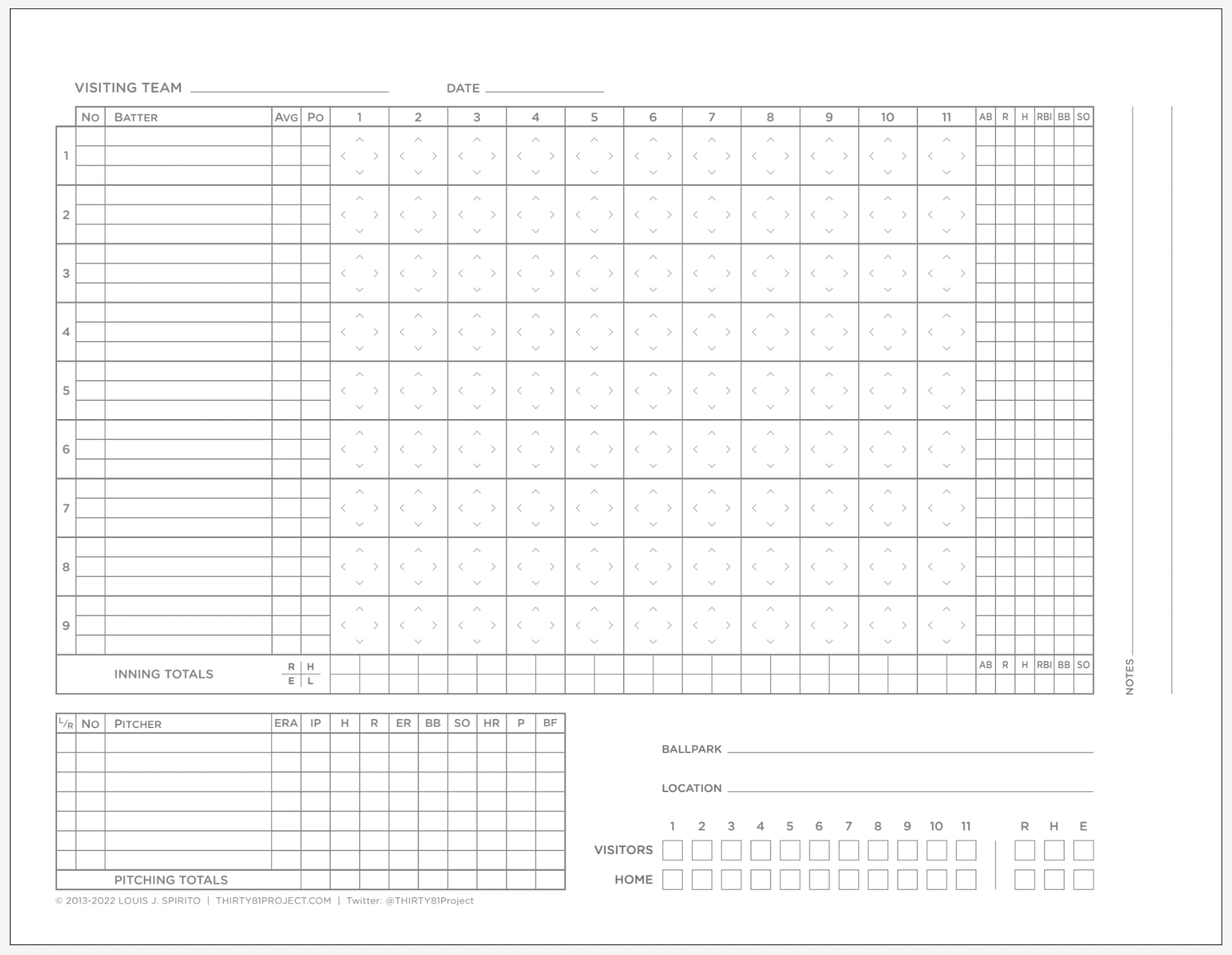6 Free Printable Baseball Scorecards/Scorebook Pages for Baseball Score Sheet Printable Free
