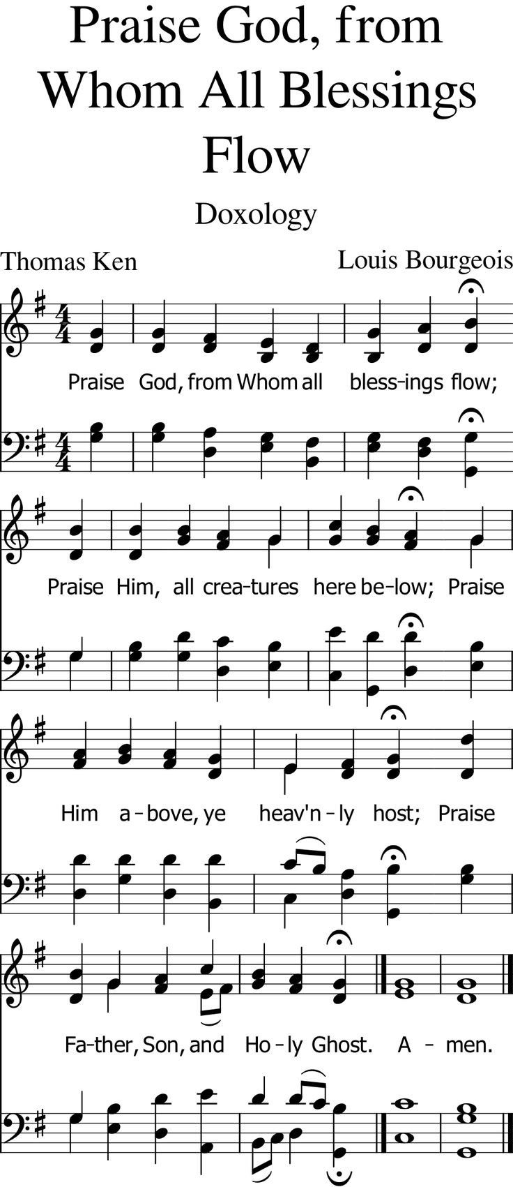 6000: Praise God From Whom All Blessings Flow | Mobile Hymns inside Free Printable Praise and Worship Sheet Music
