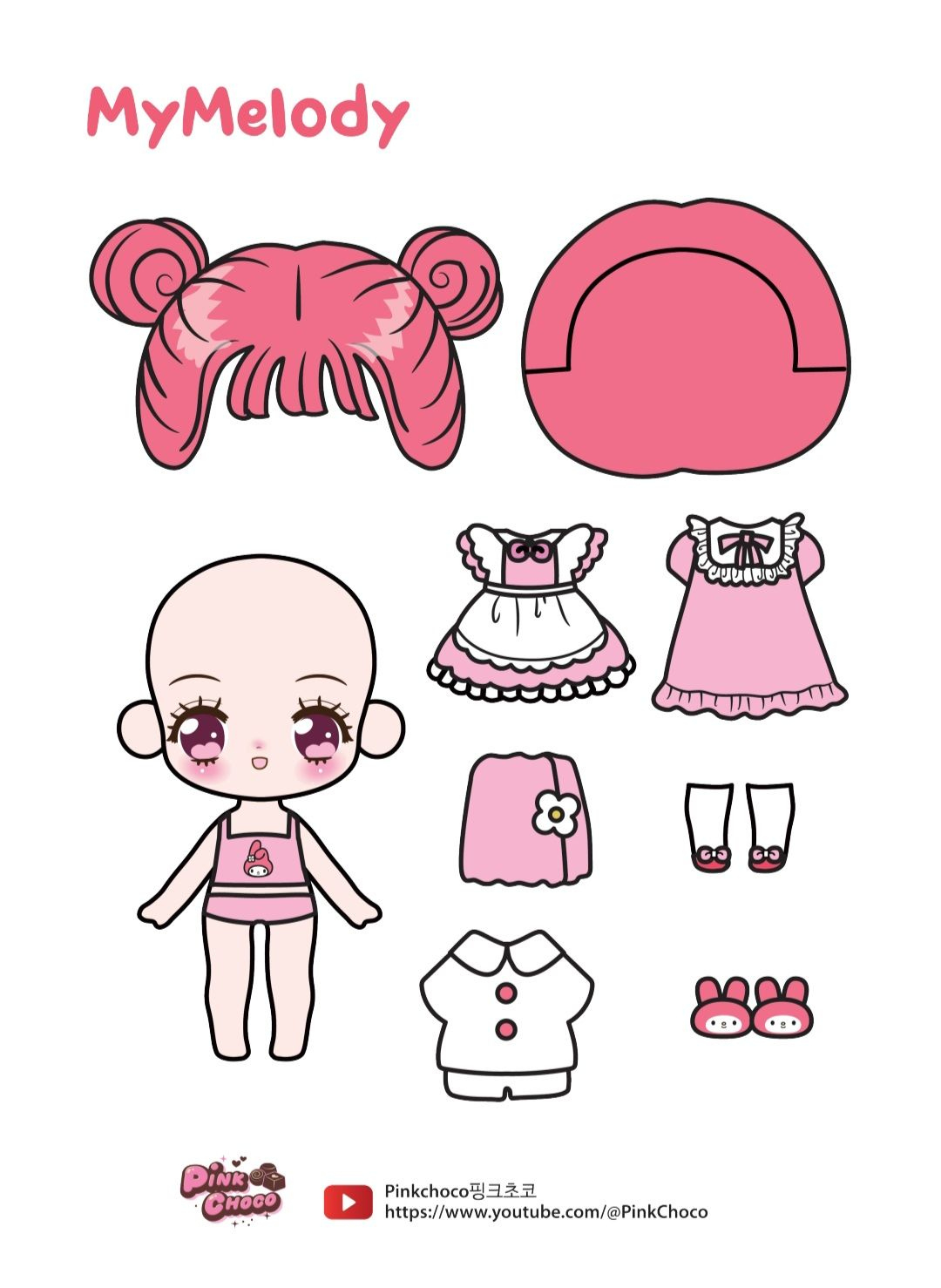 7 My Melody Ideas | Free Printable Paper Dolls, Paper Doll House within My Melody Paper Doll Printable