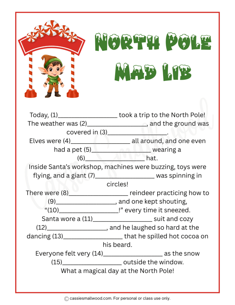 8 Fun Christmas Mad Libs For Kids (Free Printable) - Cassie Smallwood with regard to Holiday Mad Libs Free Printable