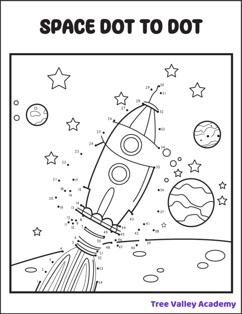 8 Space Dot To Dot Coloring Pages - Tree Valley Academy with Printable Dot to Dot Pages