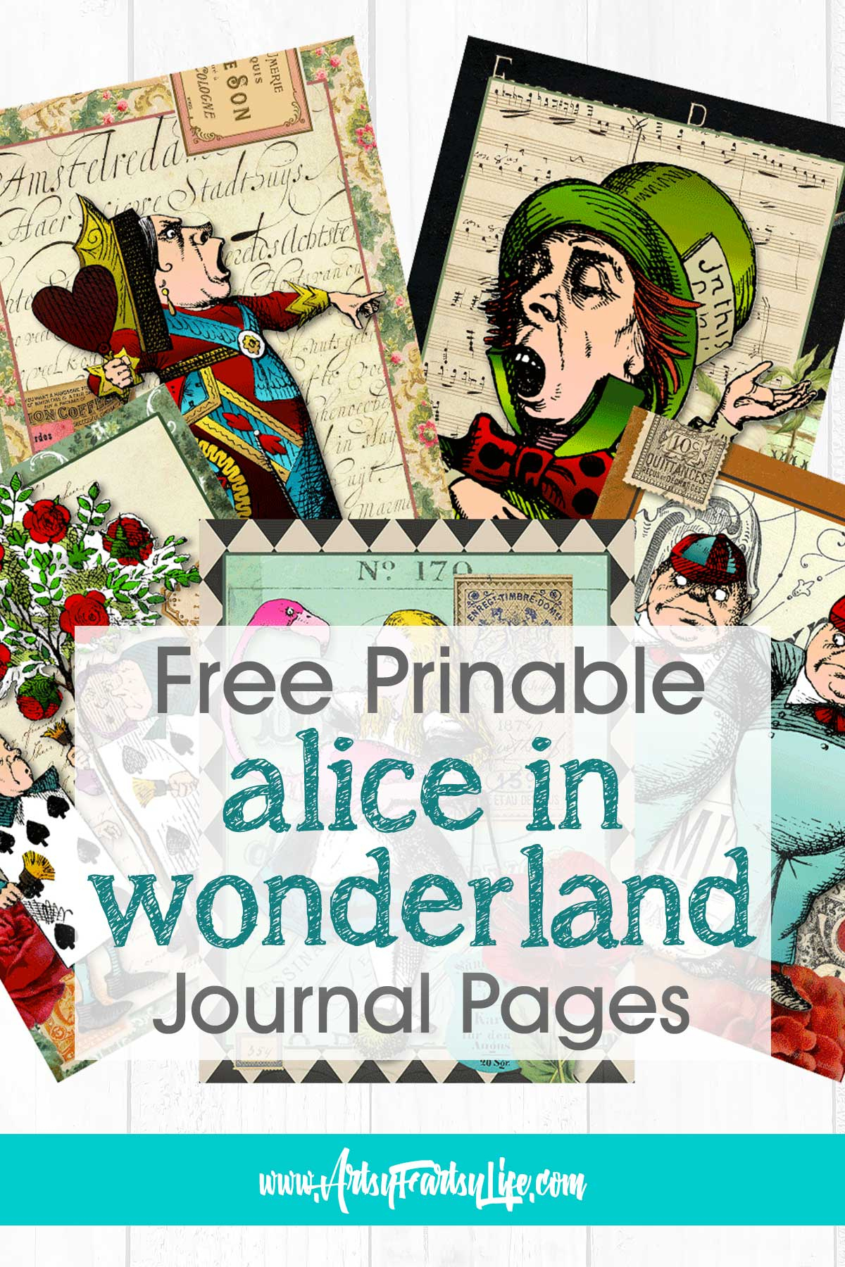 Alice In Wonderland Journal Pages - Free Printable · Artsy Fartsy Life regarding Alice in Wonderland Free Printables