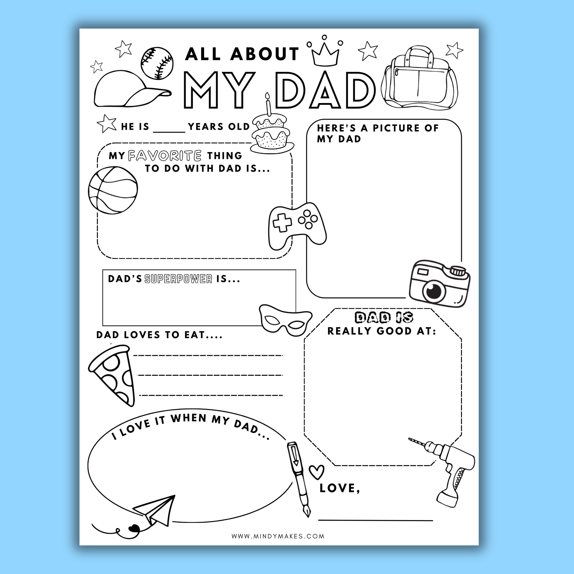 All About Dad Free Printable Pdf - Mindymakes within All About My Dad Free Printable