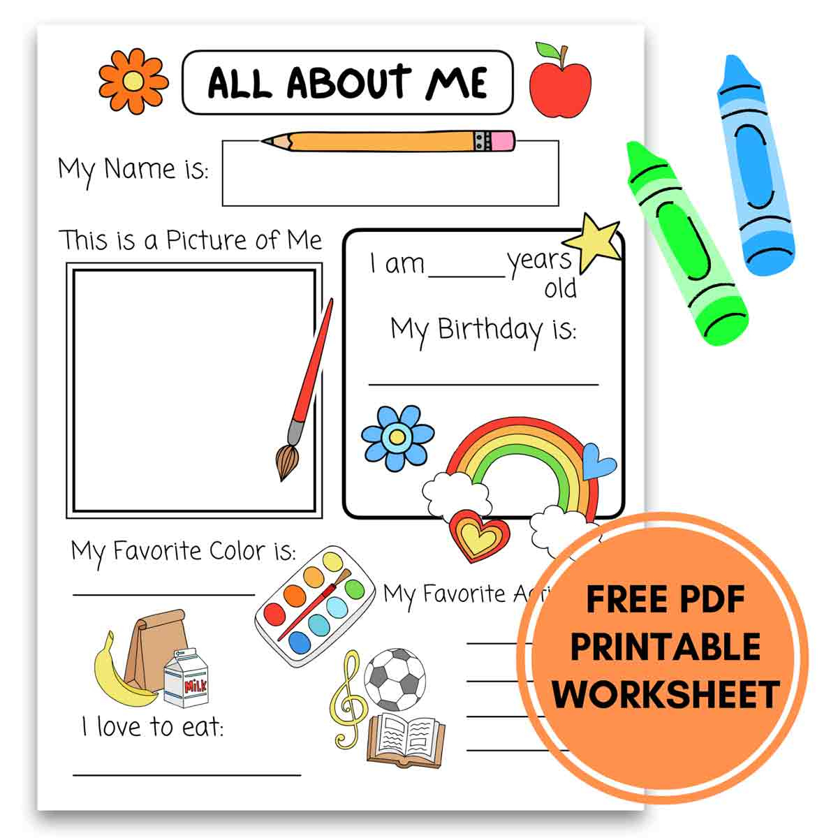 All About Me Printable Preschool Worksheet (Free Pdf) - Mindymakes throughout All About Me Free Printable Worksheet