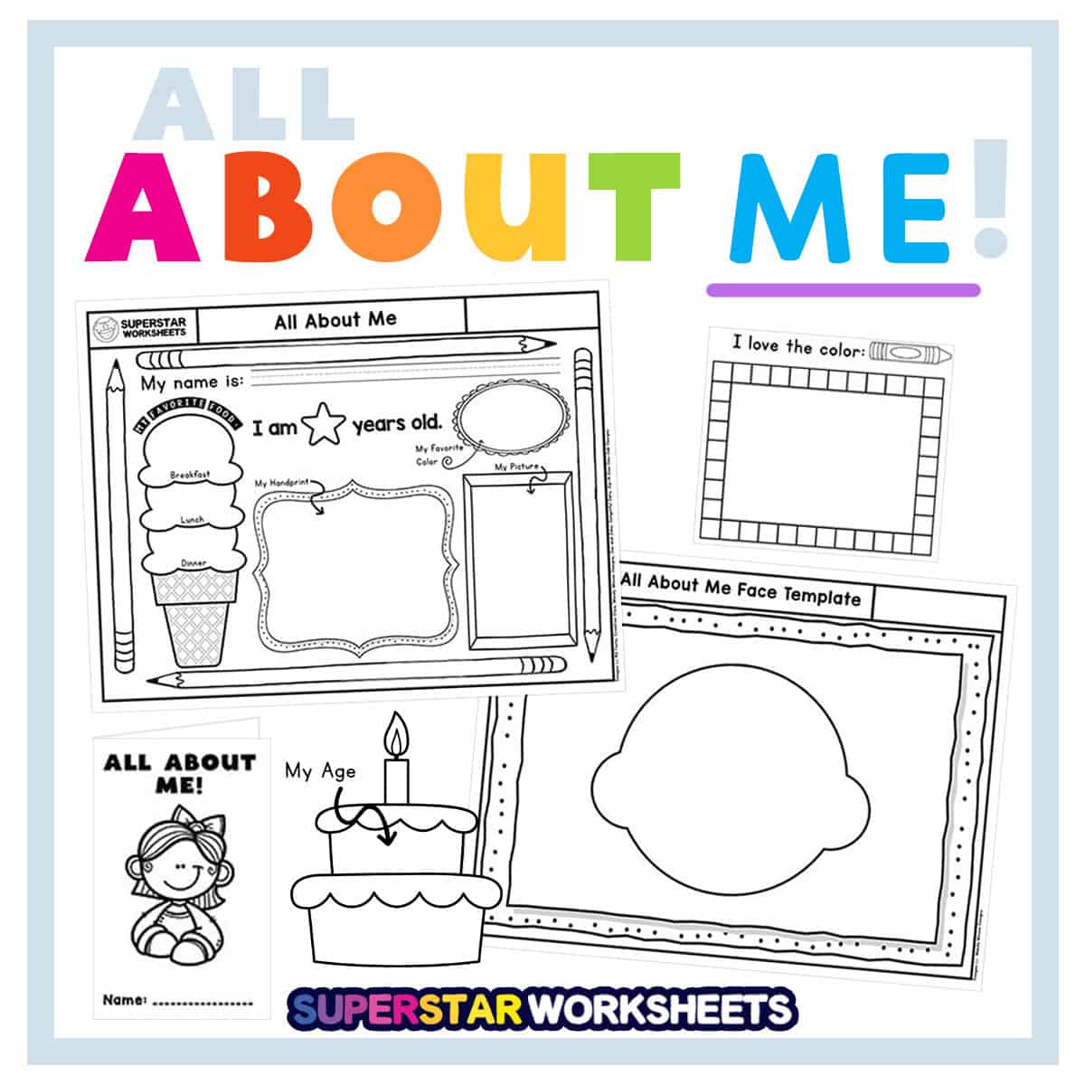 All About Me Template - Superstar Worksheets intended for Free All About Me Printable Worksheets