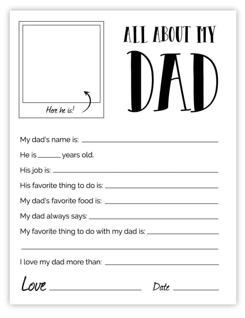 All About My Dad - Free Printable Father&amp;#039;S Day Gift for All About My Dad Free Printable