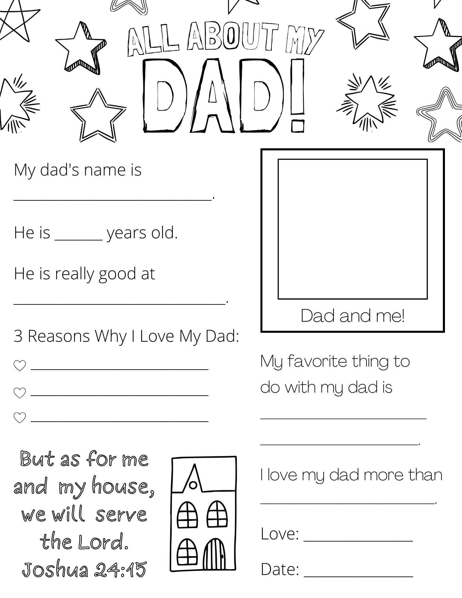 All About My Dad (Papa, Grandpa) Free Printable - Out Upon The Waters within All About My Dad Free Printable