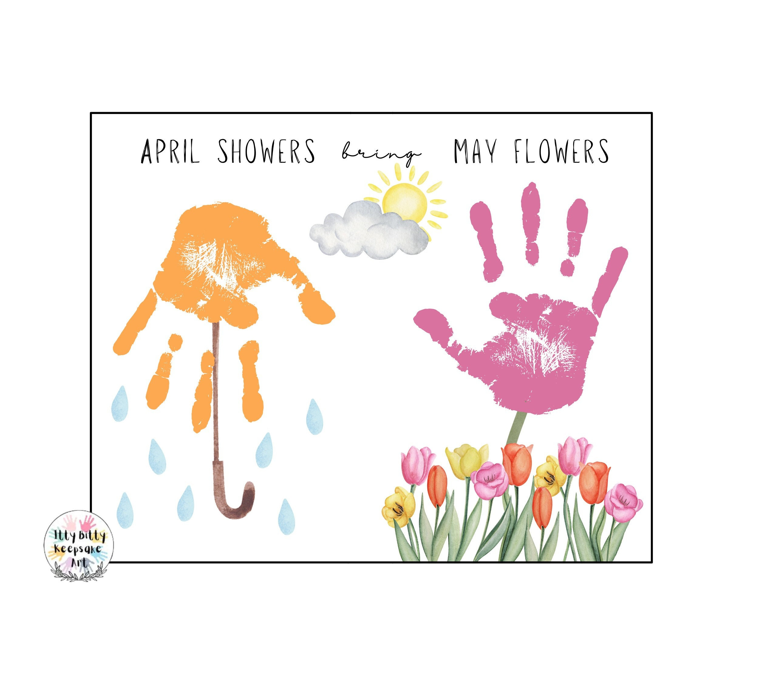 April Showers Handprint Art: Frühlingsblumen (Digitaler Download for April Showers Bring May Flowers Printable