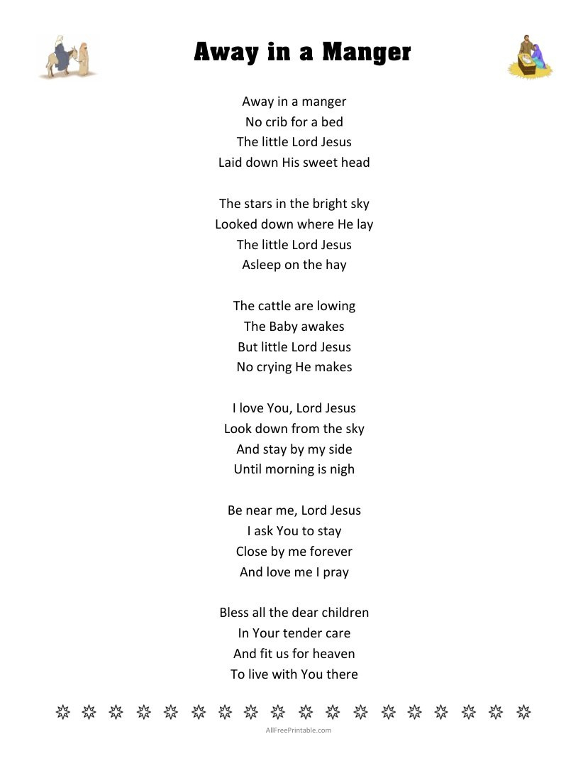 Away In A Manger Lyrics – Free Printable intended for Lyrics Away In A Manger Printable