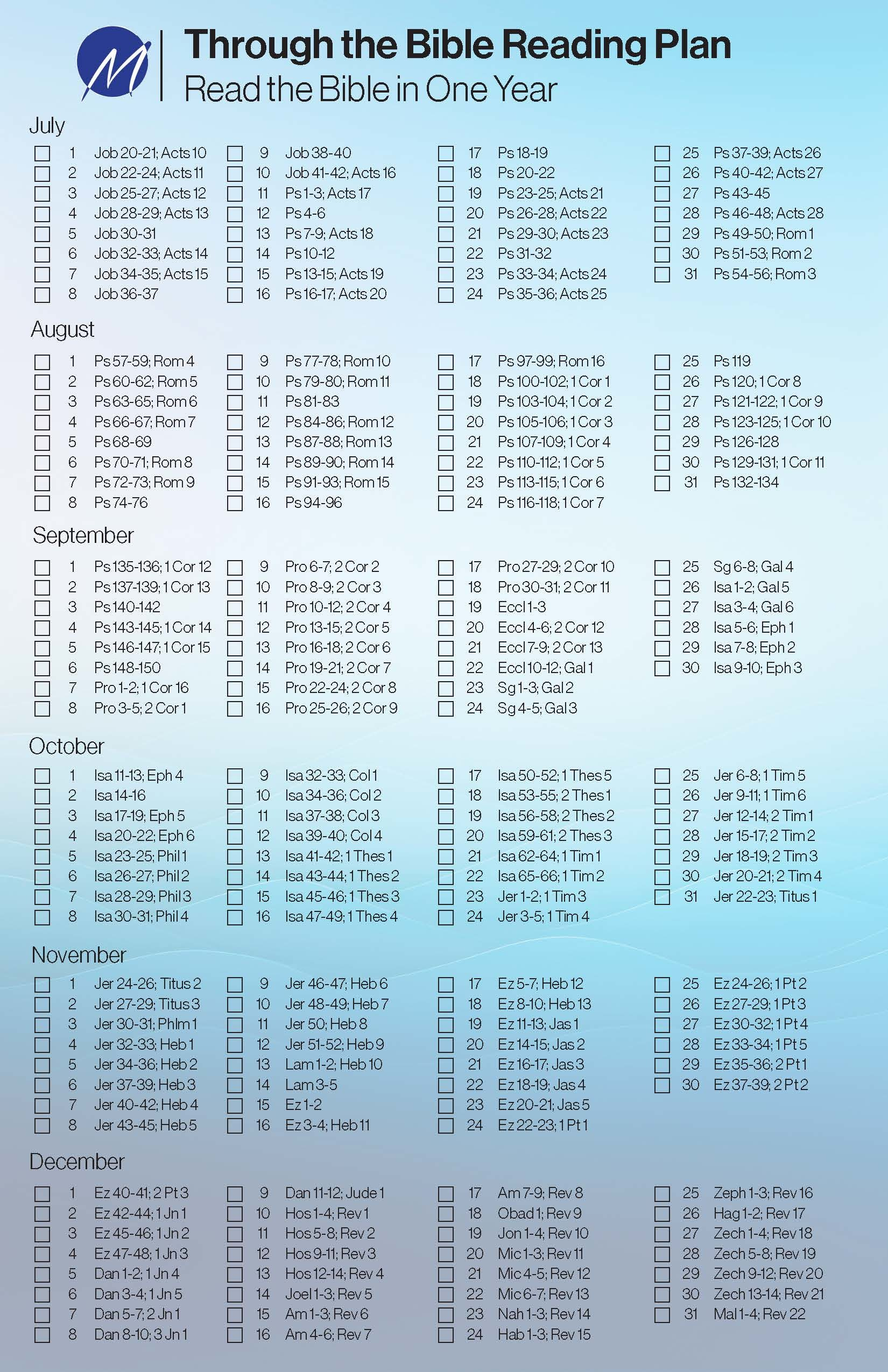 Bible In A Year – Morningstar Christian Chapel inside Printable Schedule For Reading Through The Bible In A Year