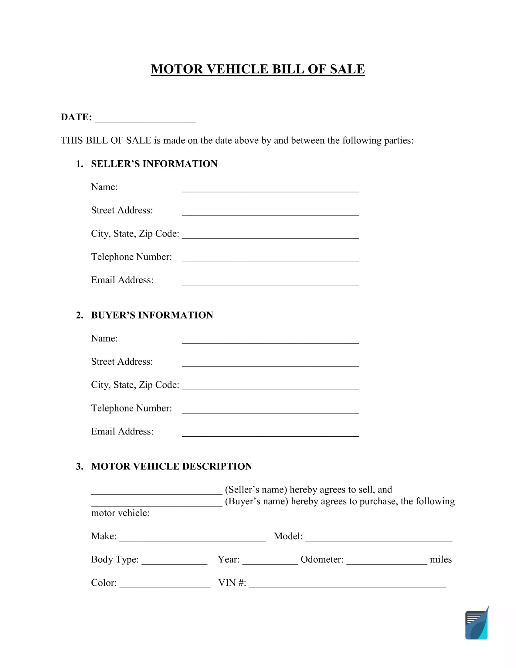 Bill Of Sale Template | Free Pdf And Word Forms within Printable Free Vehicle Bill of Sale