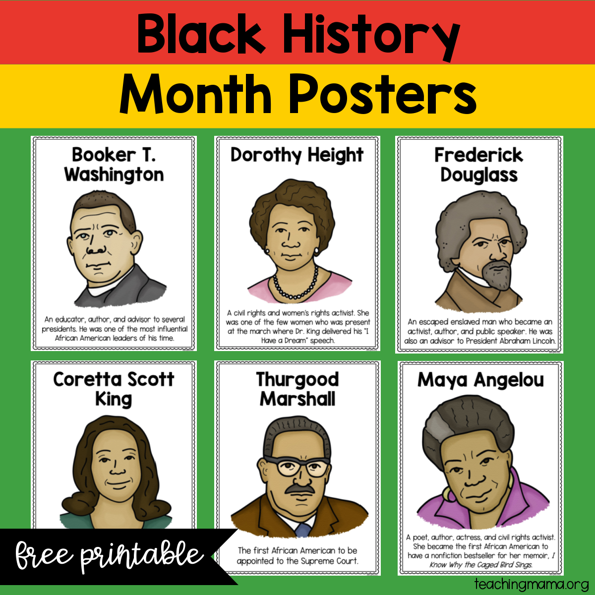 Black History Month Posters - Free Printable - Teaching Mama pertaining to Free Printable Black History Month Posters