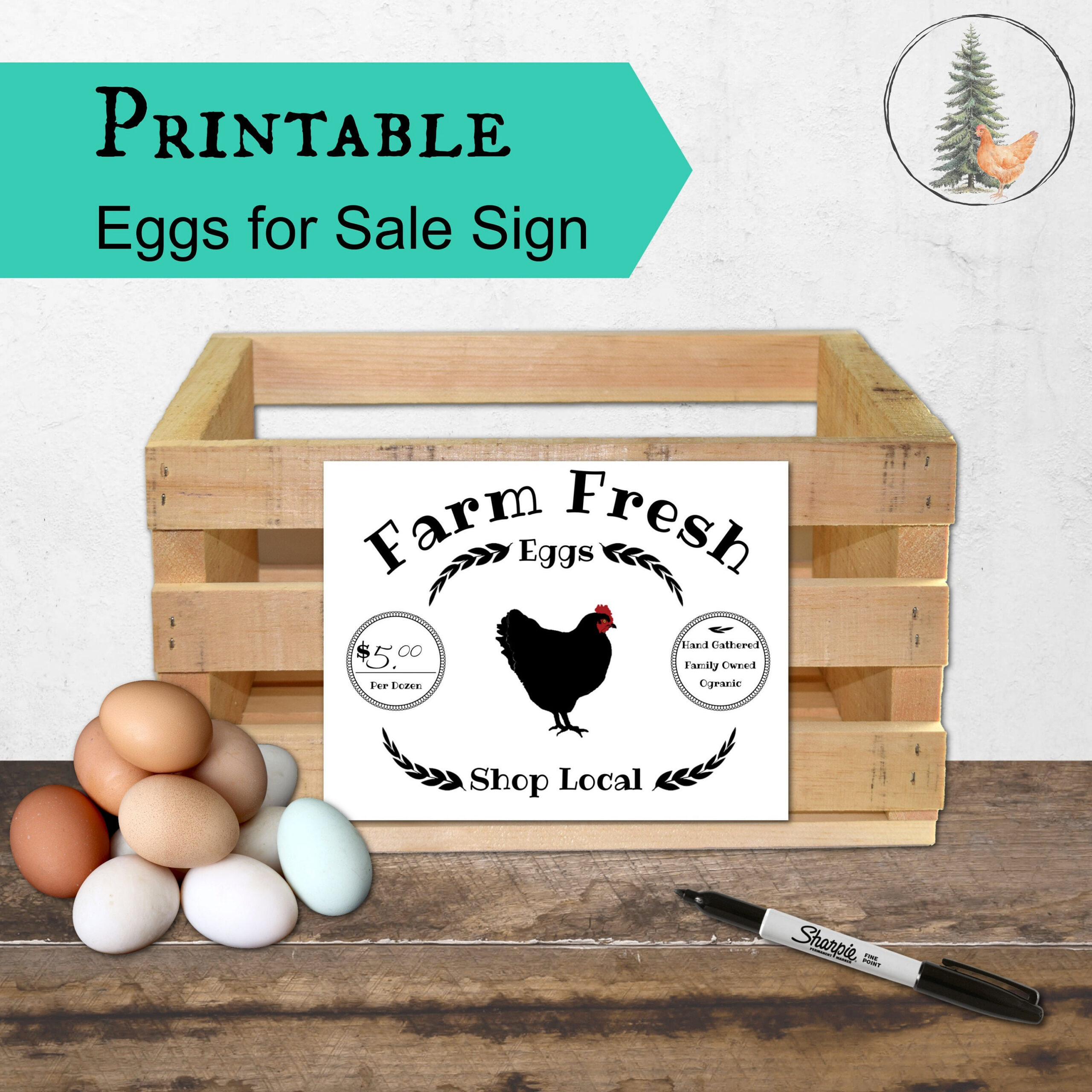 Black &amp;amp; White Eggs For Sale Sign, Digital Download , Includes Jpeg within Eggs For Sale Sign Printable