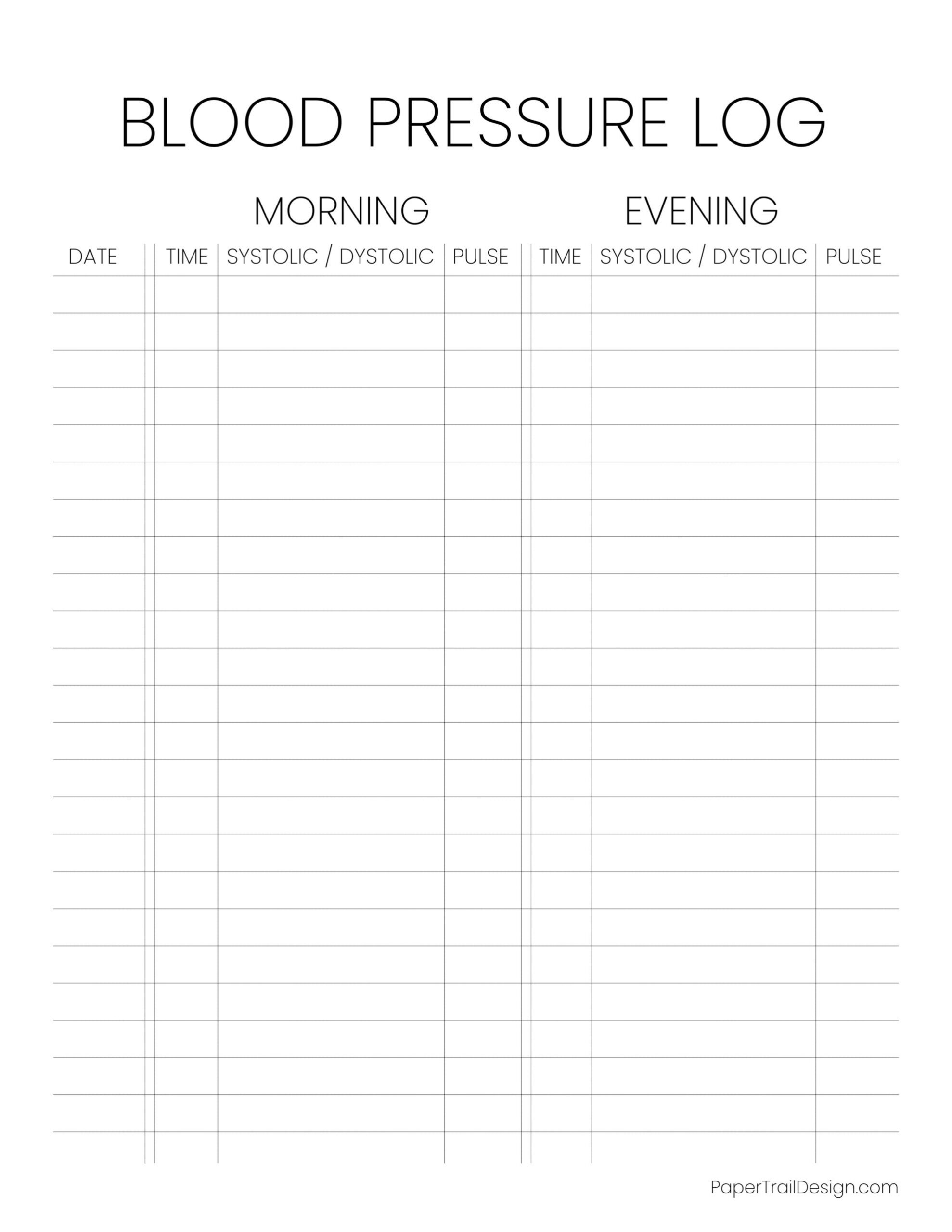 Blood Pressure Log Sheet - Paper Trail Design regarding Free Blood Pressure Chart And Printable Blood Pressure Log