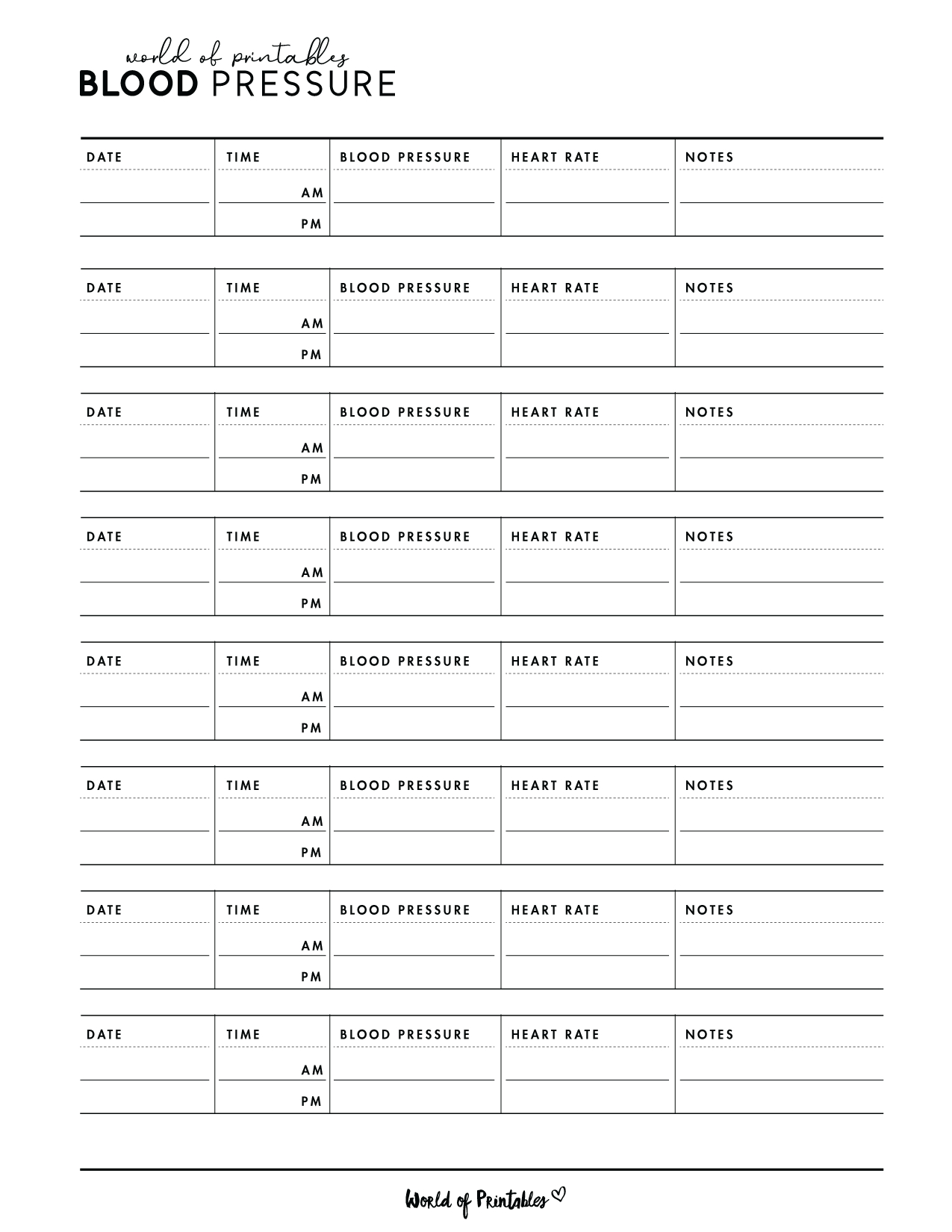 Blood Pressure Trackers - World Of Printables with regard to Pdf Free Printable Simple Blood Pressure Log
