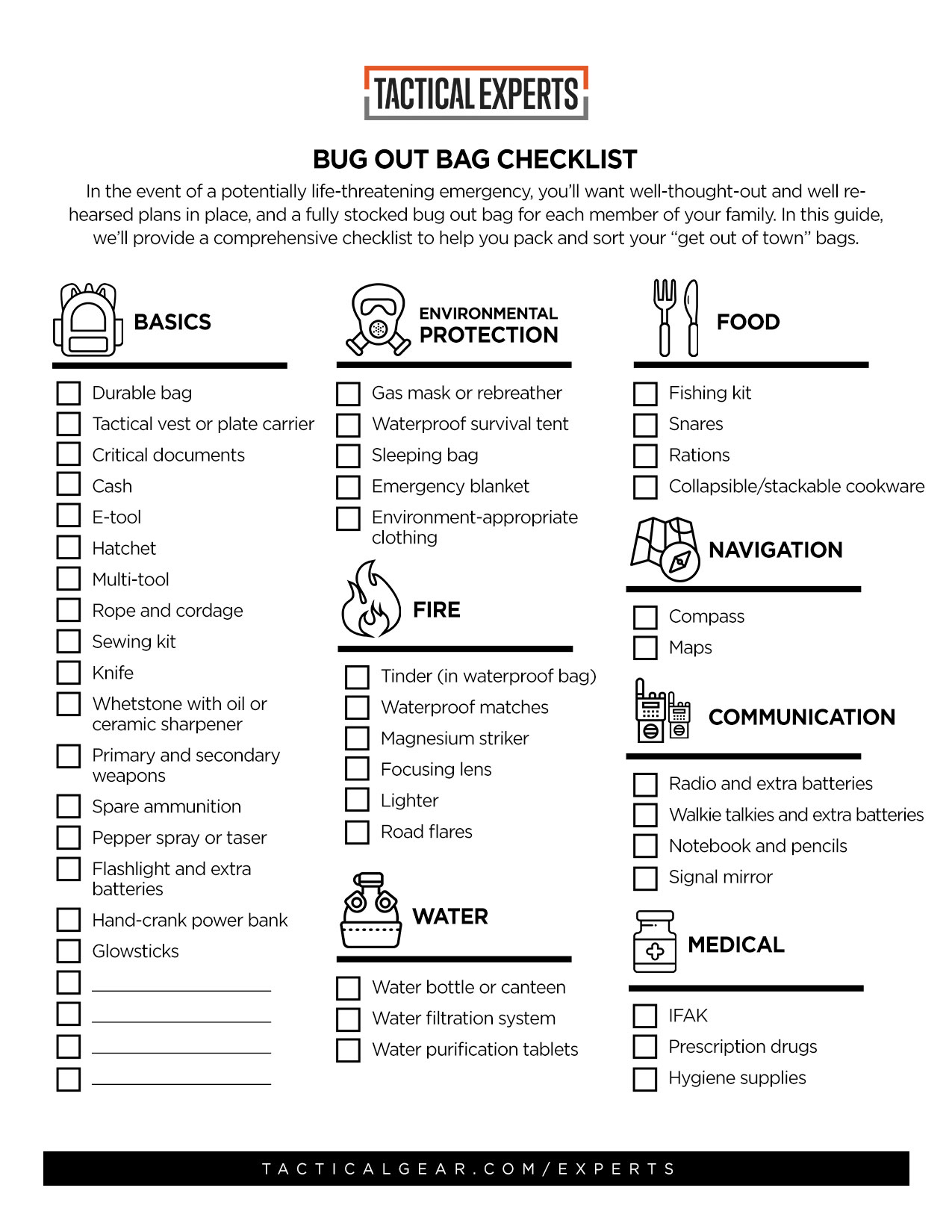Bug Out Bag Checklist: The Essential Guide To Bugging Out within Printable Bug Out Bag List