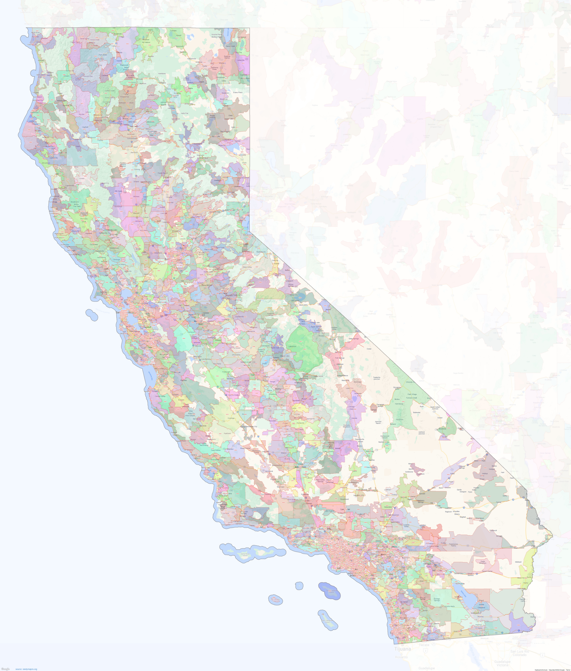 California Zip Codes – Shown On Google Maps with Printable California Zip Code Map