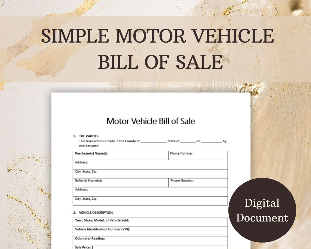 Car Bill Of Sale As-Is Template | Sofortiger Digitaler Download within Printable Vehicle Bill of Sale