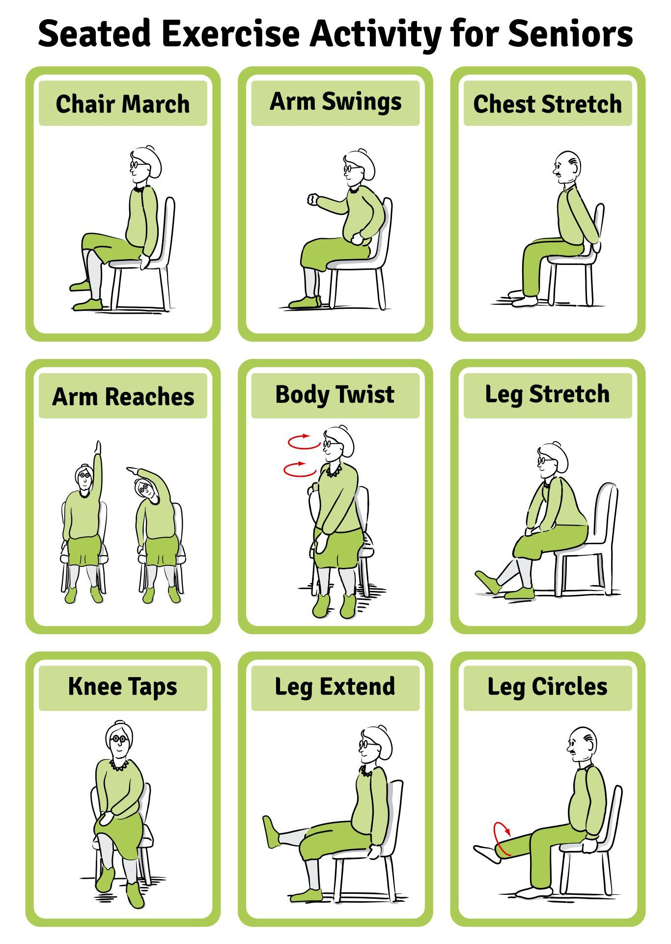 Chair Exercises For Seniors - 20 Free Pdf Printables | Printablee with regard to Printable Exercises For Seniors with Pictures