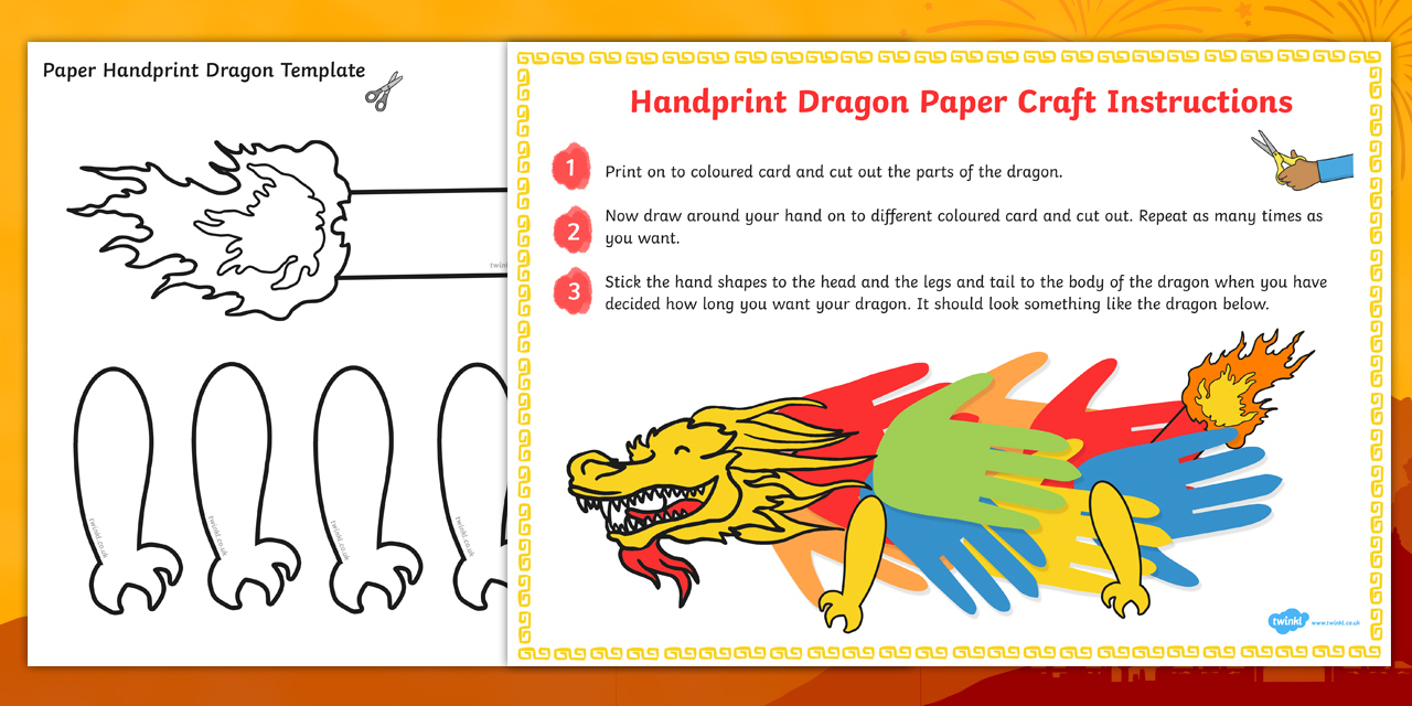 Chinese New Year Handprint Paper Dragon Craft within Chinese New Year Dragon Craft Printable