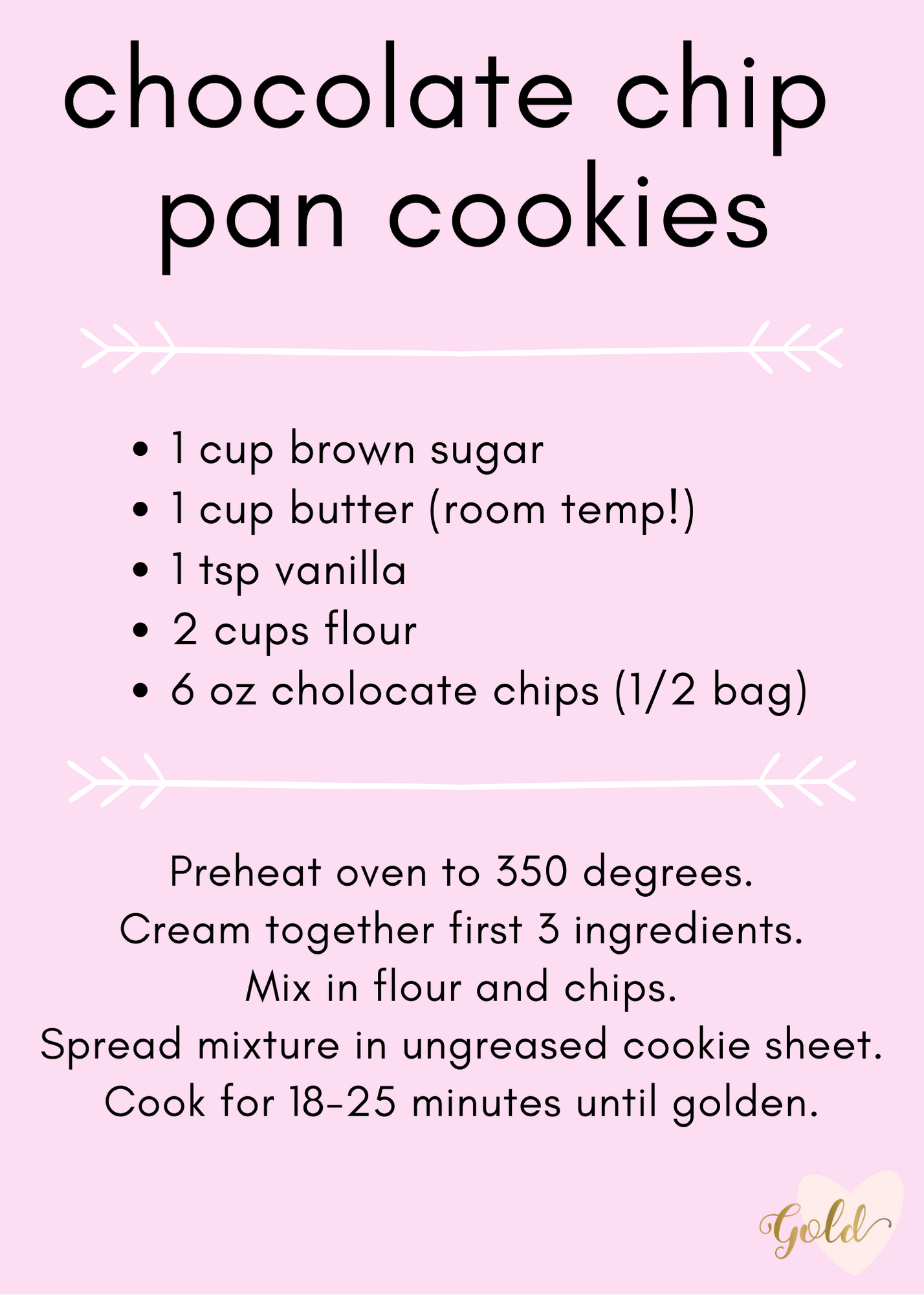 Chocolate Chip Pan Cookies — Find Your Gold Home Organizing with regard to Choc Chip Printable Easy Cookie Recipes