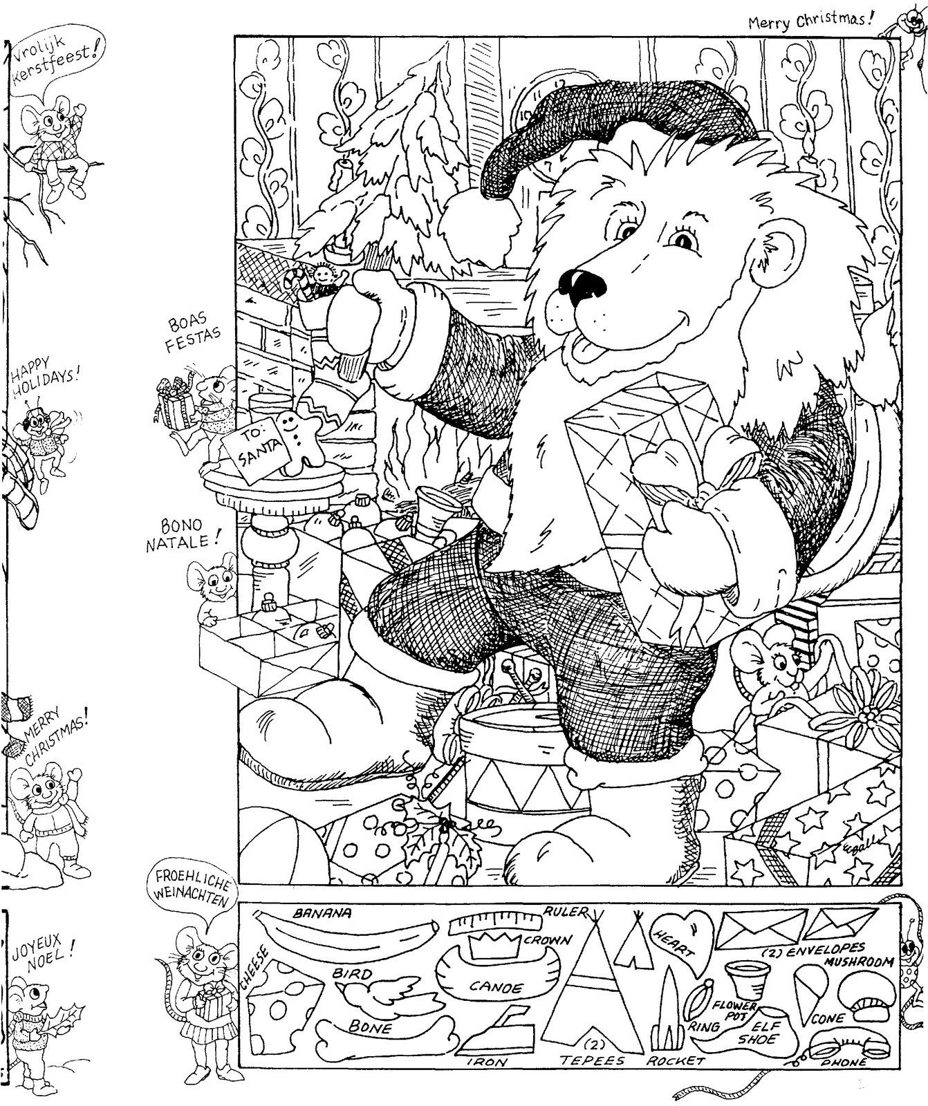 Christmas Hidden Picture Puzzle/Coloring Page - Worksheets Library throughout Free Printable Christmas Hidden Pictures For Adults