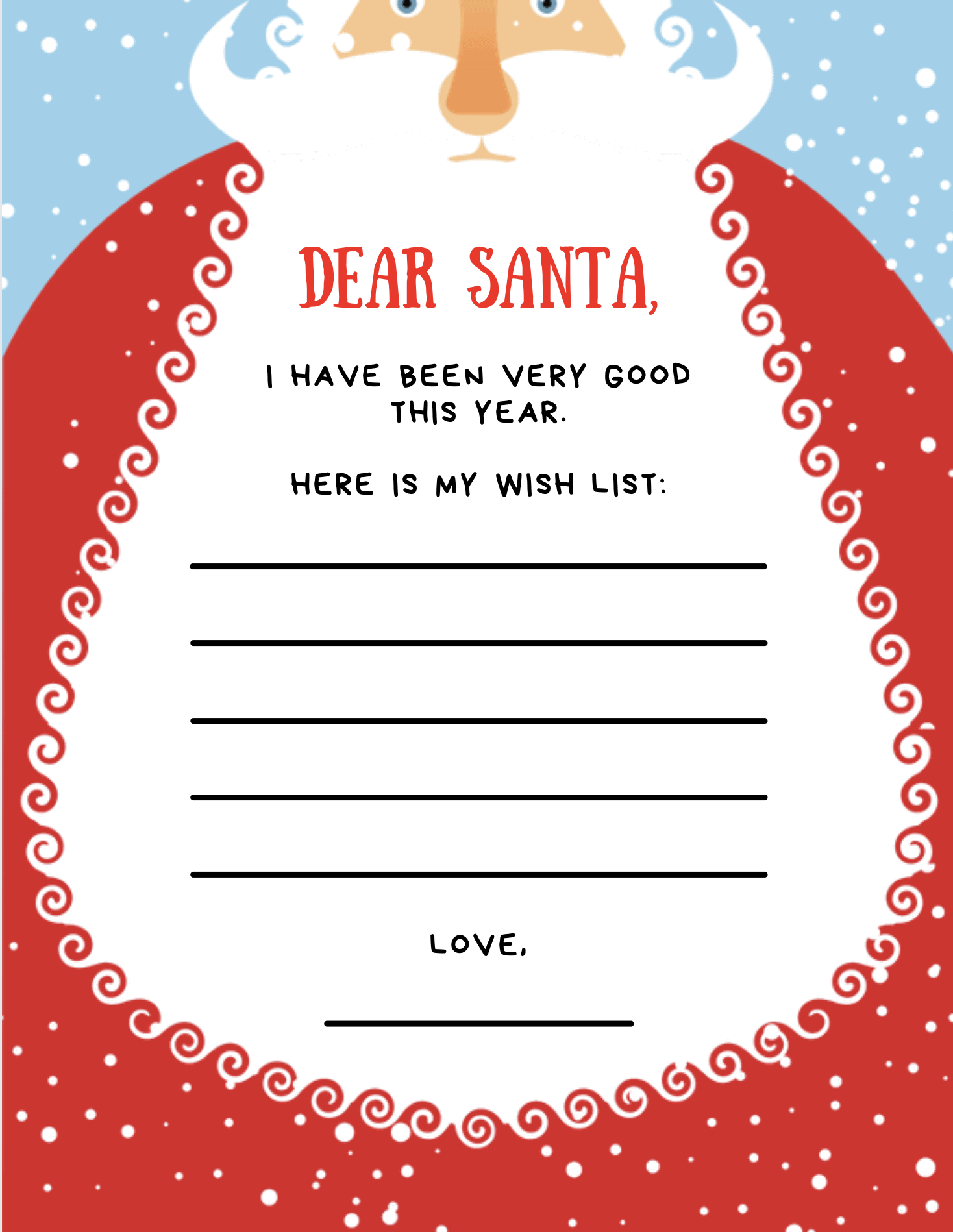 Christmas List Template {9 Free Gorgeous Printables!} - Make Life regarding Santa Claus Christmas List Printable