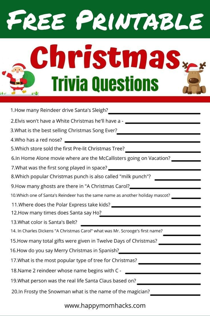 Christmas Trivia Quiz Questions &amp;amp; Answers For Kids Free Printable intended for Christmas Trivia Questions and Answers Printables