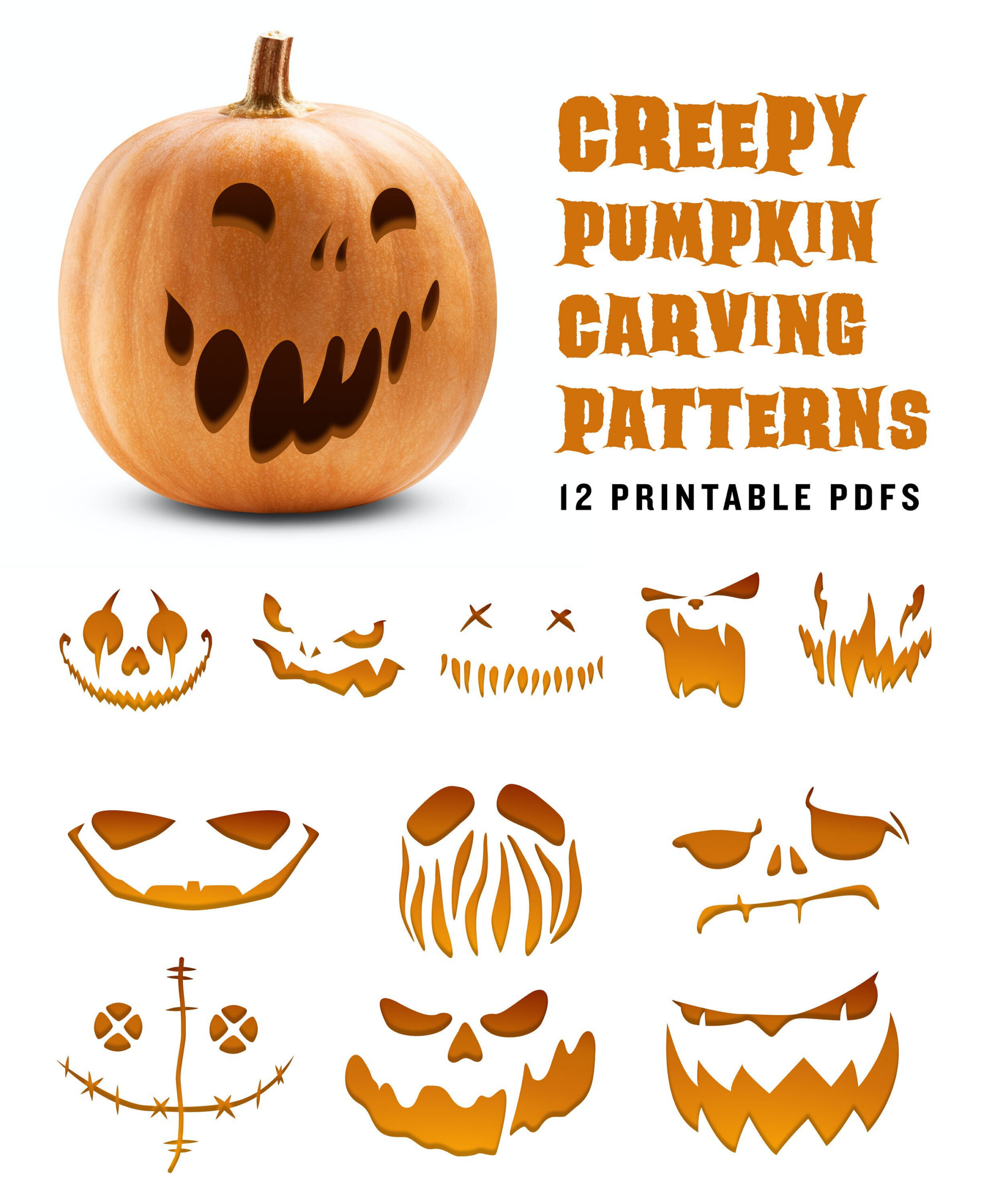Creepy Pumpkin Carving Patterns | Scary Jack-O-Lantern Printable in Scary Pumpkin Carving Ideas Printable