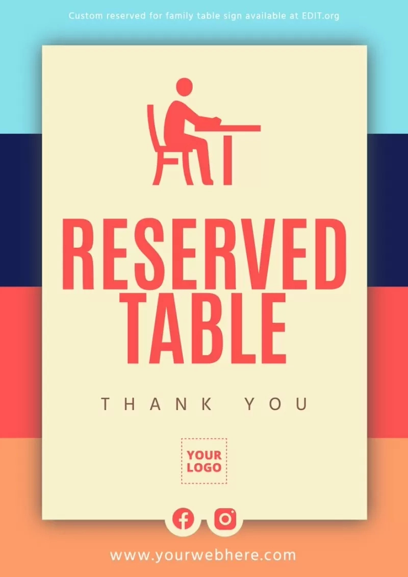 Customize Printable Reservation Signs For Tables throughout Printable Reserved Sign For Table