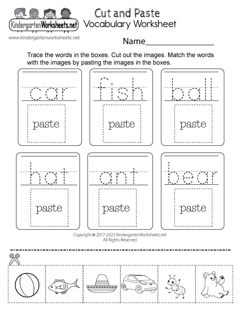 Cut-And-Paste Vocabulary Worksheet - Free Printable, Digital, &amp;amp; Pdf throughout Free Cut and Paste Printables