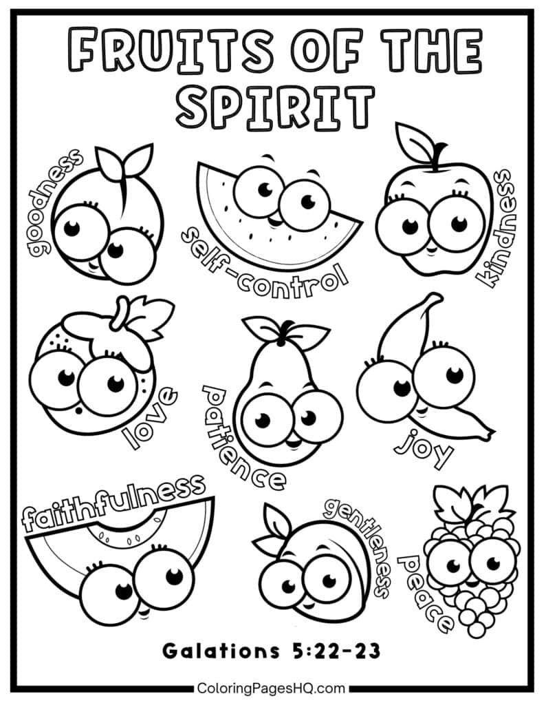 Cute Fruit Of The Spirit Coloring Pages (Free Pdf Printables regarding Fruit Of The Spirit Printable