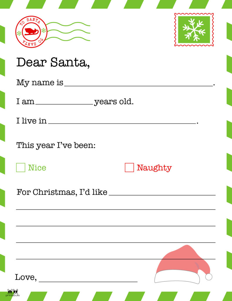 Dear Santa Letter Printables - Free | Printabulls with Dear Santa Letter Template Free Printable