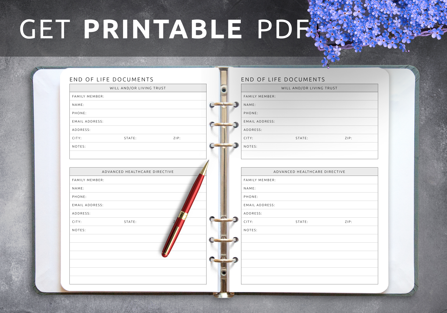 Download Printable End Of Life Documents Pdf inside Best Free Printable End of Life Planner