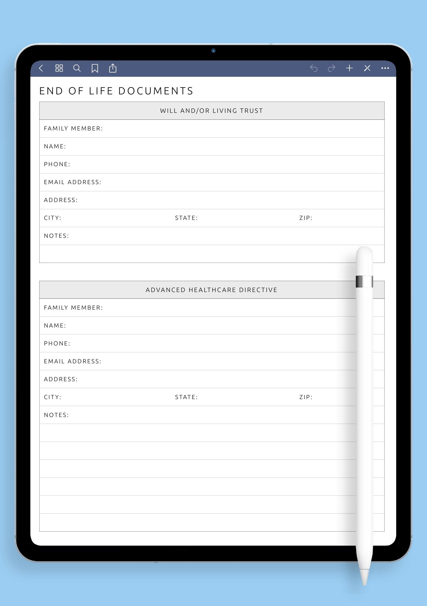 Download Printable End Of Life Documents Pdf within Best Free Printable End Of Life Planner